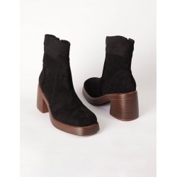 Cuffed Suede Chunky Heel Boots