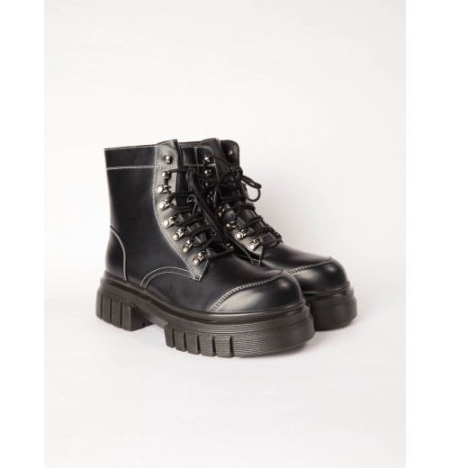 PU Lace Up Combat Style Boots