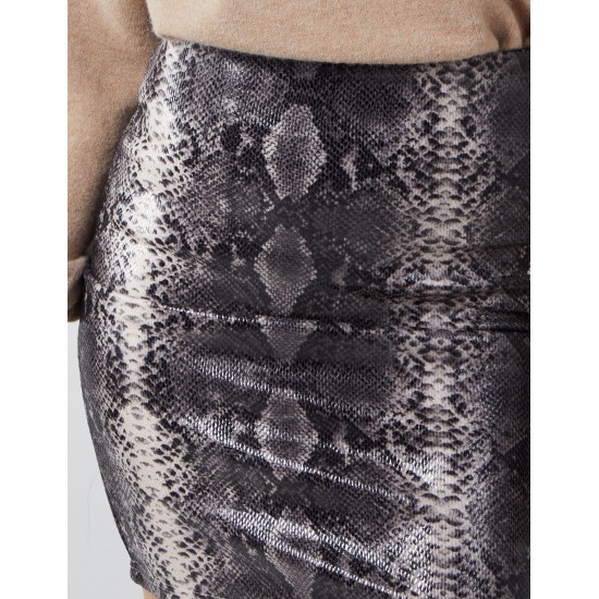 Snake Skin Faux Leather Skirt