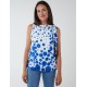 Sleeveless Polka Dot Top With Tie Neck