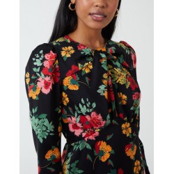 Floral Twist Panel Fit And Flare Midi Dress