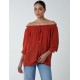 Bardot Tie Front Top