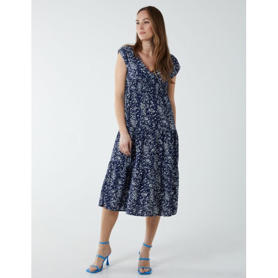 Drawstring Adjustable Tier Midi Dress