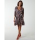 Paisley Wrap Front Pleated Kimono Sleeve Dress