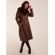 Longline Leather Look Faux Fur Coat