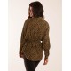 Leopard Print Shirred Waist Shirt