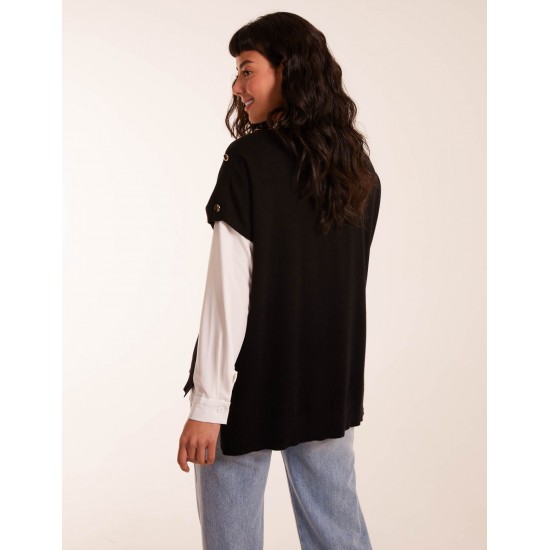 Oversized Button Shoulder Top