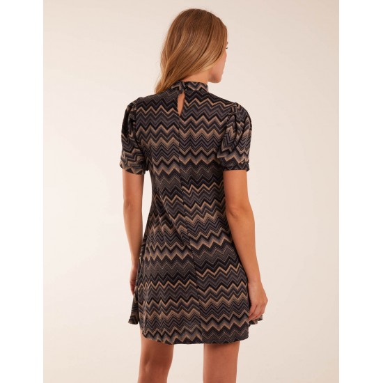 Zig Zag Printed Smock Mini Dress