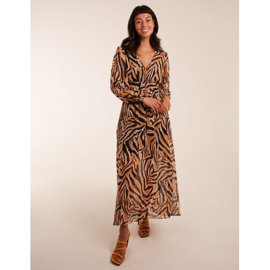 V Neck Animal Print Maxi Dress