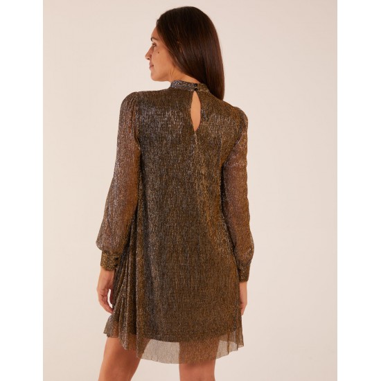 High Neck Shift Metallic Dress