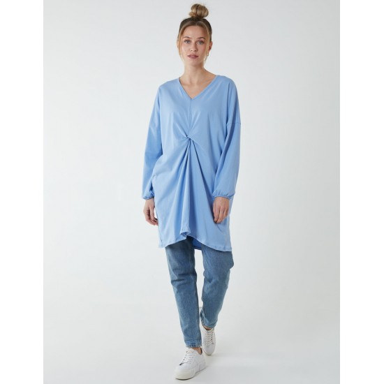 Twist Front Cotton Tunic With Side Pocket