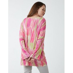 Twist Front Abstract Long Sleeve Top