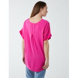 Satin Trim  V Neck Top