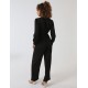 Elasticated Waist Crossover Long Sleeve Jumpsuit