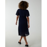 Wrap Tie Pleated Crossover Dress