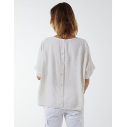 Button Back Pocket Top