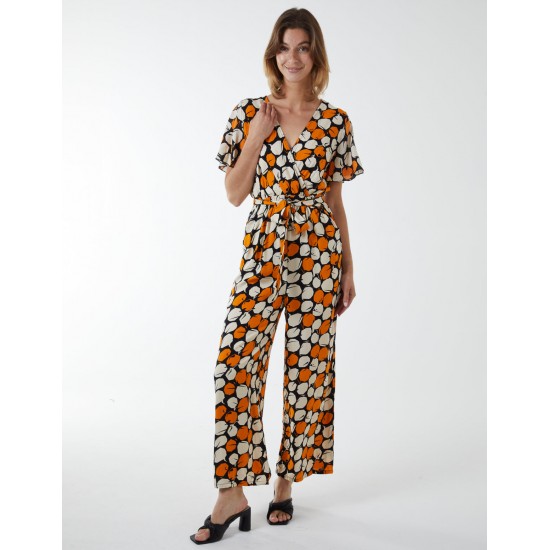 Abstract Honeycomb Cross Over Jumpsuit