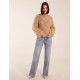 Fluffy Round Neck Cuff Sleeve Jumper