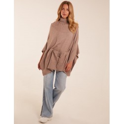 Roll Neck Drawstring Poncho