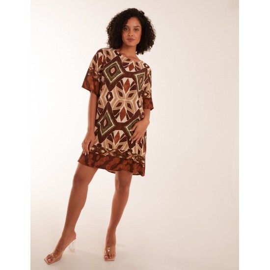 Tribal Print Short Sleeve Dress