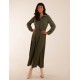 Drawstring Button Through Shirt Maxi Dress