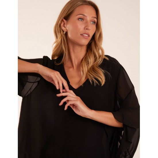 Frill Sleeve V Neck Blouse