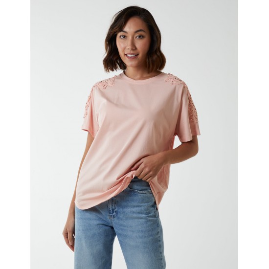 Embellished Shoulder Basic Top