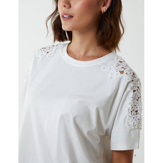 Embellished Shoulder Basic Top