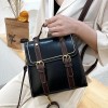 Leather Double Buckle Backpack