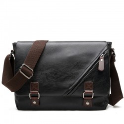 Black Leather 15 inch Laptop Bag