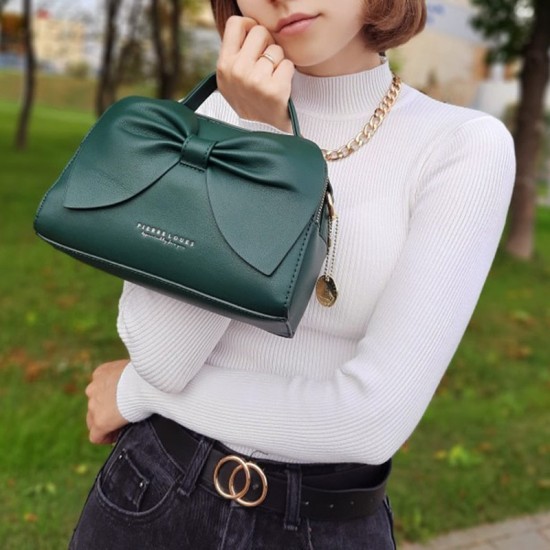 Leather Bag With Bow On Front