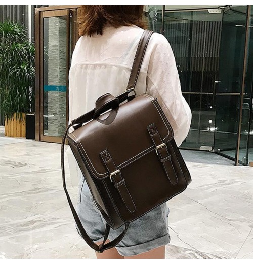 Leather buckle backpack