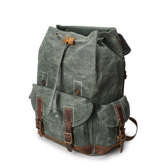 Canvas Leather Rucksack 15.6 Backpack