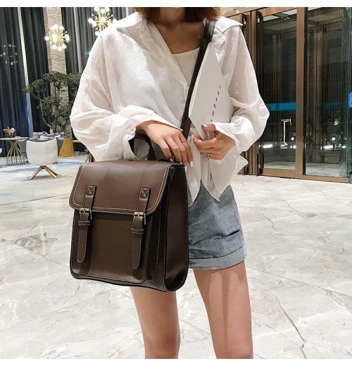 Leather buckle backpack