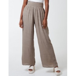 Shirring Waist Wide Leg Trousers