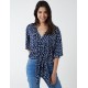 Abstract Spot Tie Front Batwing Top