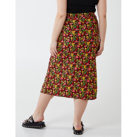 Curve Ruched Front Midi Skirt