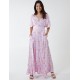 Button Through Angel Sleeve Maxi Dress