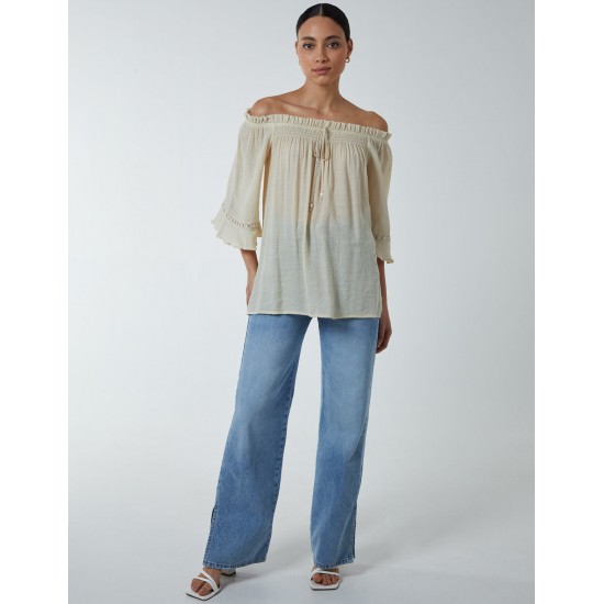 Bardot Tie Front Top