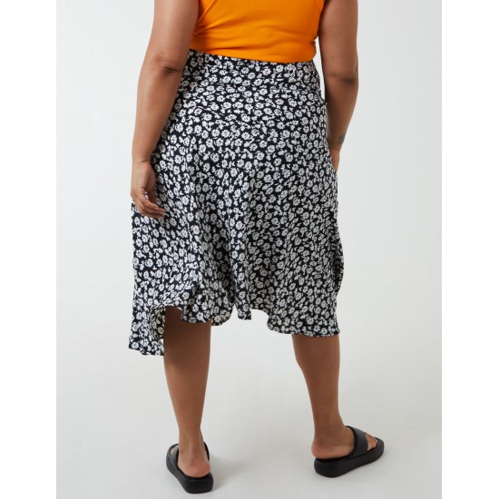 Curve Asymmetric Seam Midi Skirt