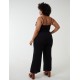 Curve Button Front Strappy Jumpsuit