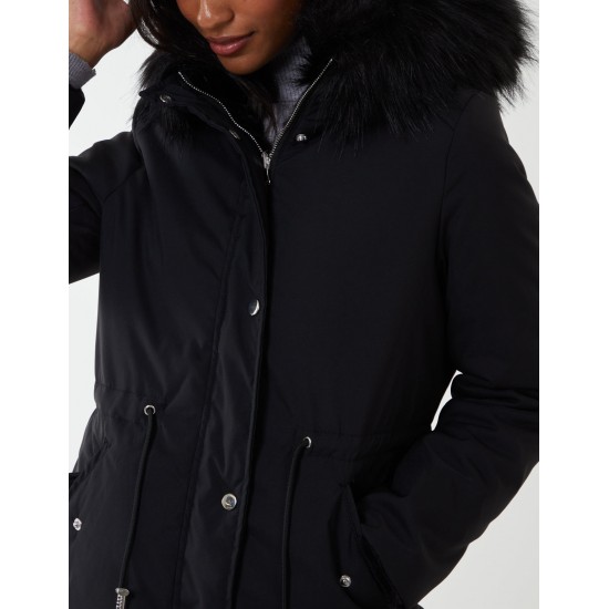 Black Reversible Faux Fur & Trench Jacket