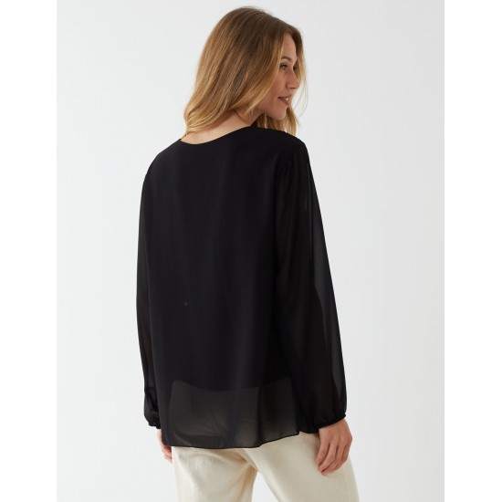 Long Sleeve Pleated Top