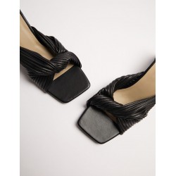 Twist Strap Mules With Square Toe