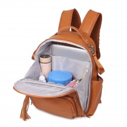 Brown Leather Backpack Diaper Bag