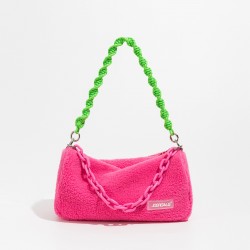 Fluffy Clutch Bag With Chain