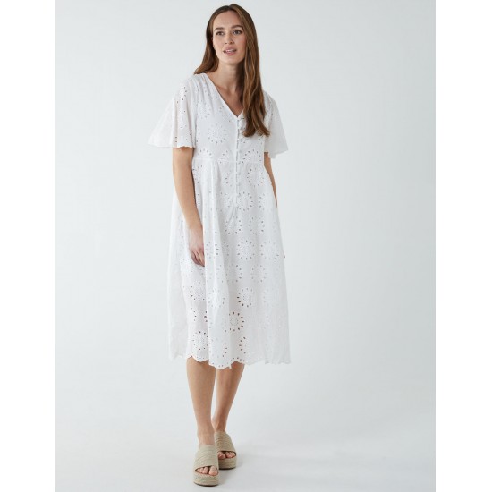 Broderie Angel Sleeve Midi Dress