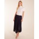 Pleated Deep Waist Band Midi Skirt