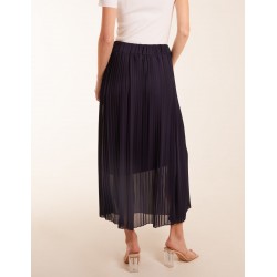 Pleated Deep Waist Band Midi Skirt