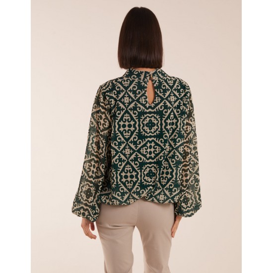 High Neck Baroque Blouse